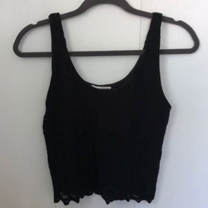 Black lace crop top